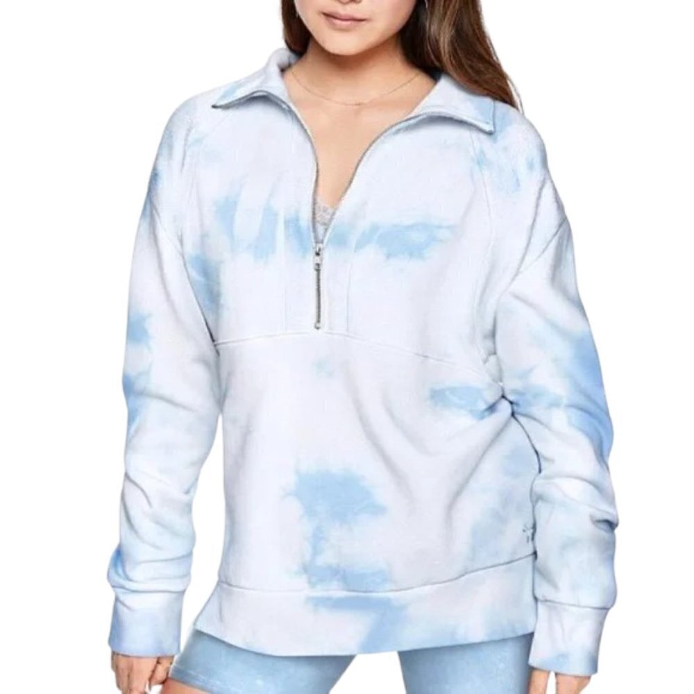 PINK VICTORIA'S SECRET Blue & White Tie Dye Sweatshirt - Size Medium